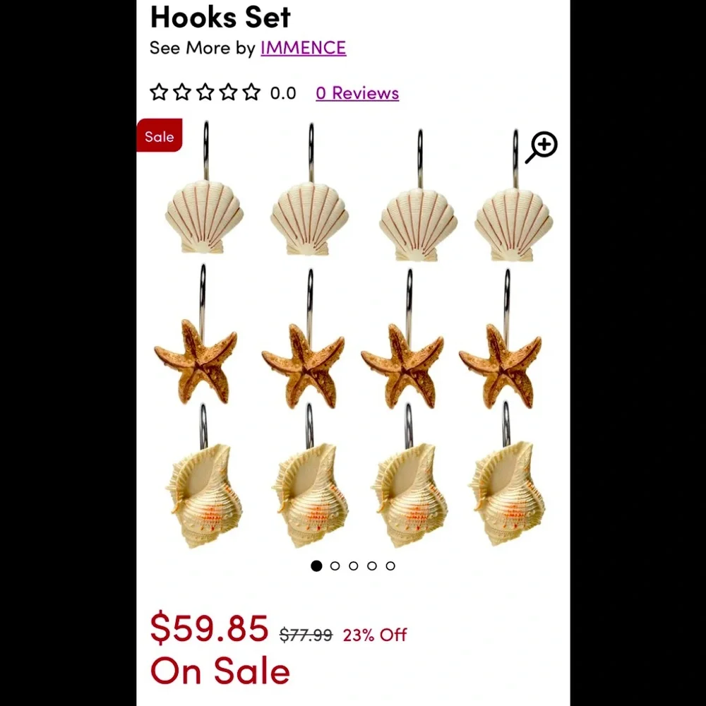 Seashell Shower Curtain Hooks